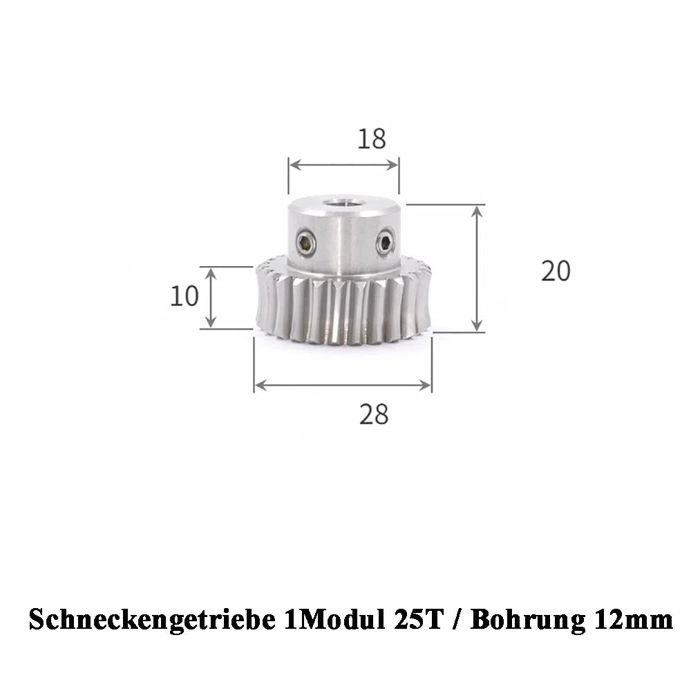 Stainless Steel A2 Module 1 Worm Shaft Worm Gear Wheel 15 to 60 Tooth Precision