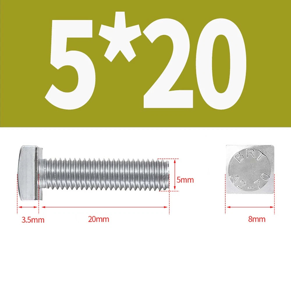 M4 M5 Small Head Square Bolt — 304 Stainless Steel, Multiple Lengths