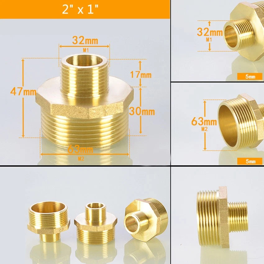 BSP Male Thread Reducer Nipple — Brass Pipe Fitting Connector Adapter