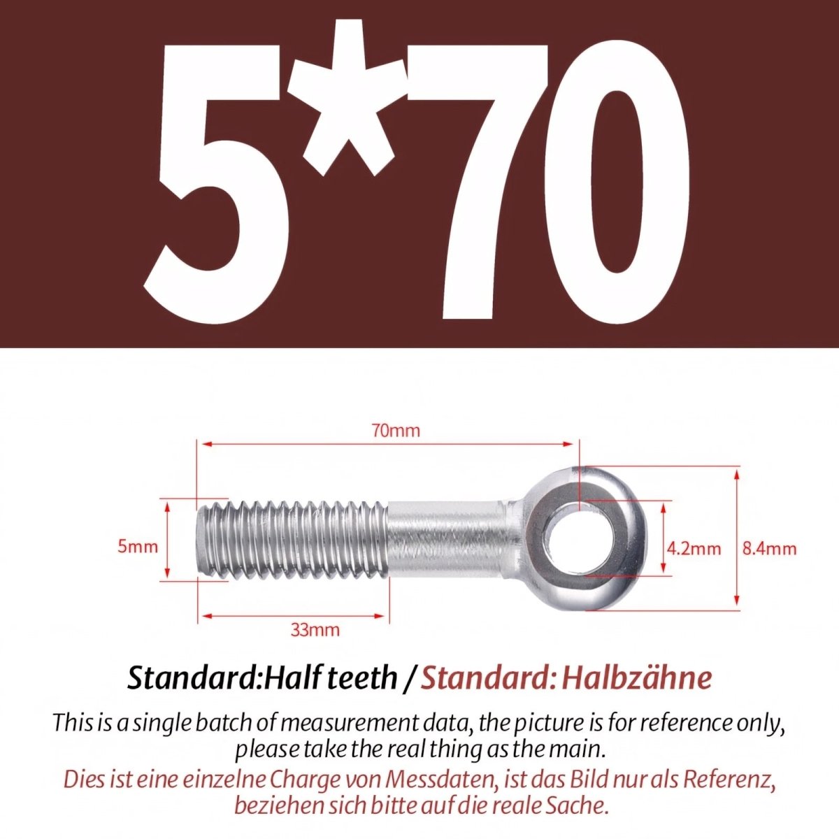 M5 M6 Stainless Steel Eye Bolts — A2 304 Threaded Ring Eyelet Screws for Catenary Wire & Hanging - HomeDIYer