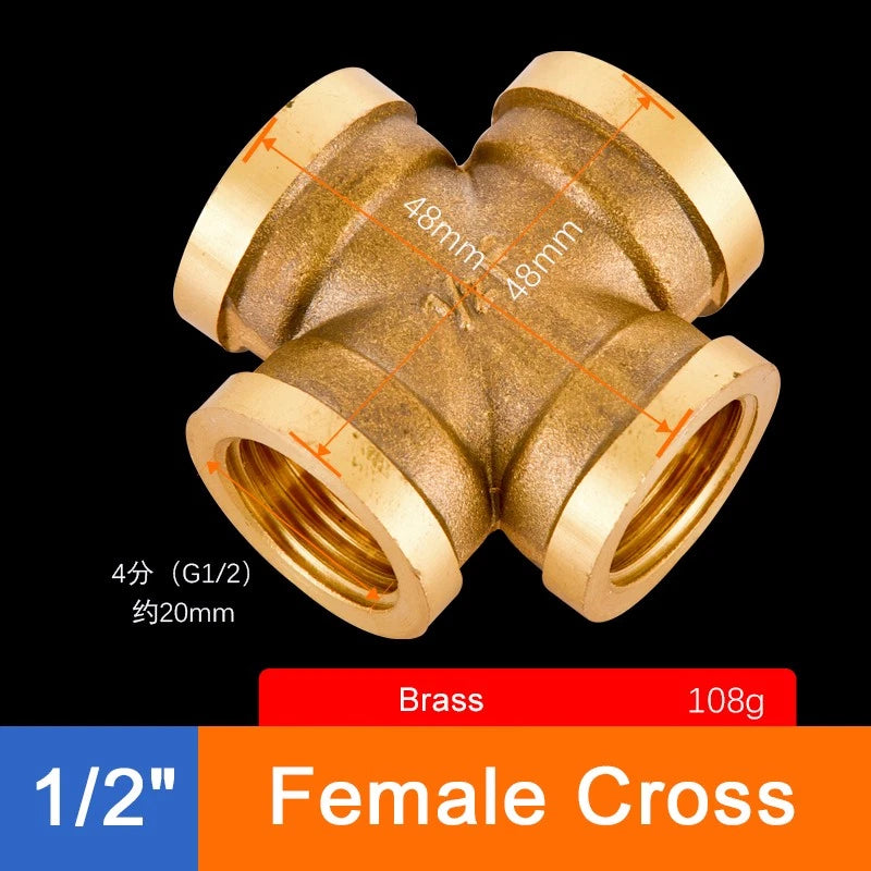 Brass Threaded Pipe Fittings 1/2" & 3/4" — Tee, Elbow, Joint, Cross, Cap & More