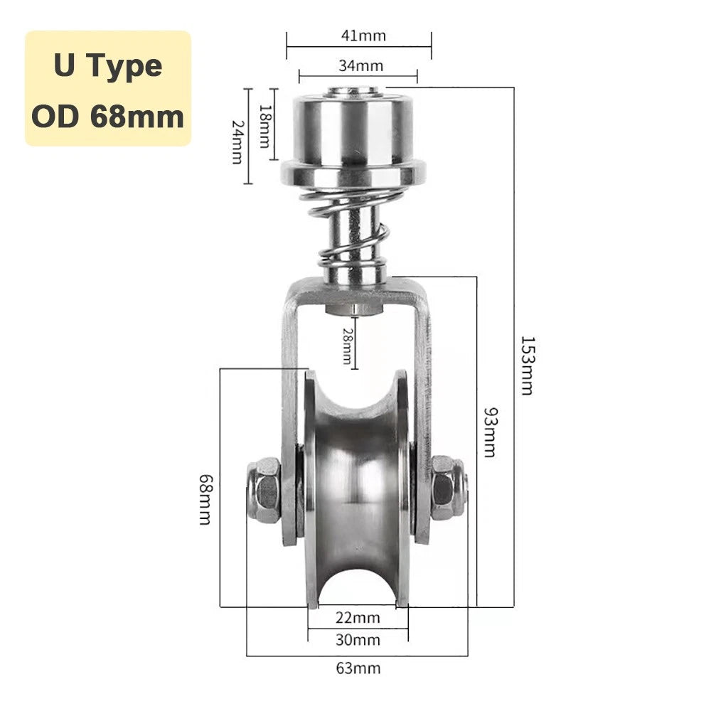 304 Stainless Steel Pulley "U V H" Groove Shape Roller Wheels Idler Pulley Wheel