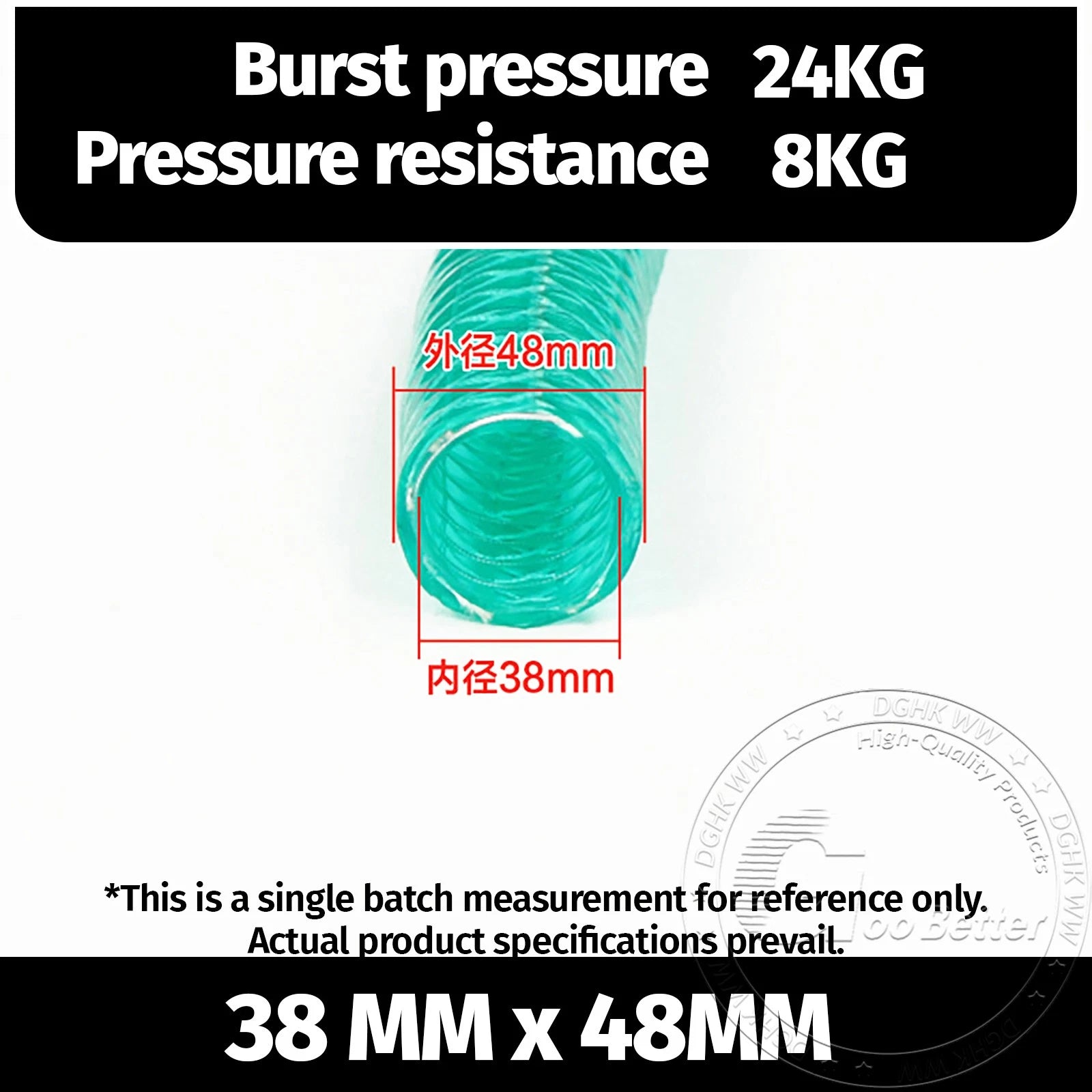 Braided Wire Reinforced Flexible PVC Hose Pipe — Water & Fuel Transfer, Green