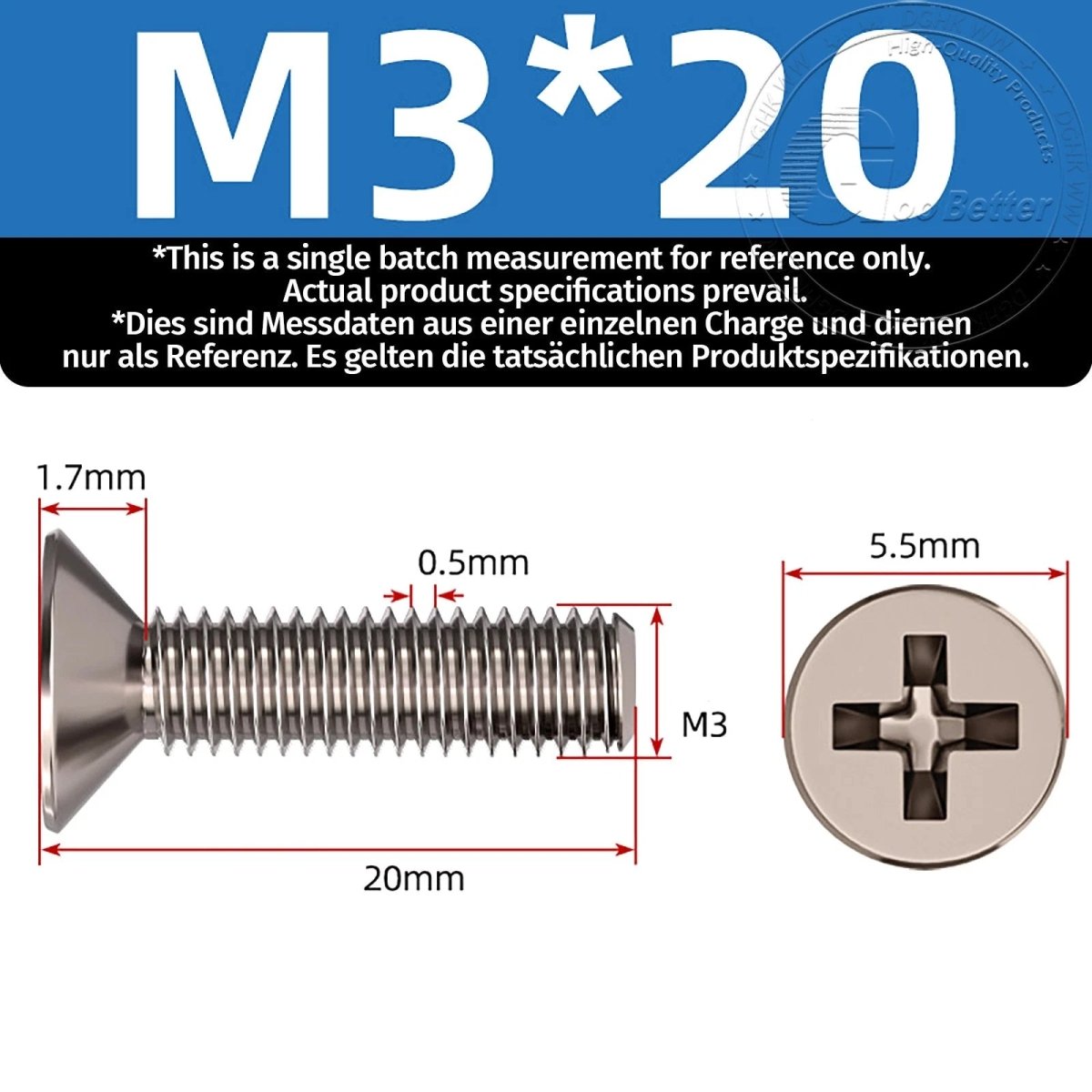 Titanium Phillips Flat Head Machine Screws — GR2 Countersunk, M2 to M8 - HomeDIYer