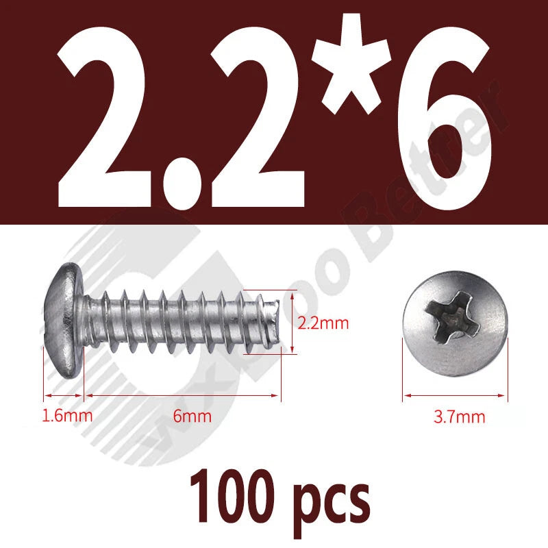 Pan Head Sheet Metal Screws Metric M1~M6 A2 Stainless Steel Sheet Metal Screws