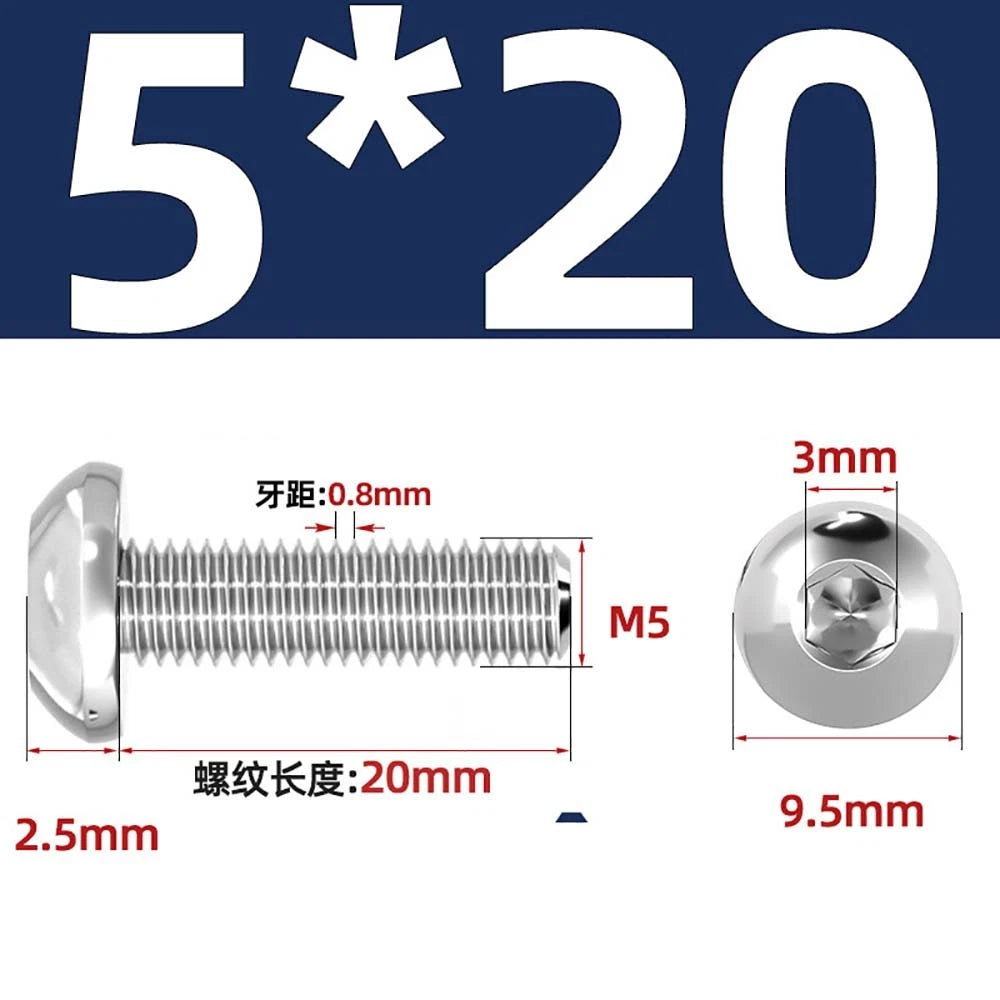 M1.6–M5 A2 Stainless Steel Button Head Socket Cap Screws – Round Pan Head, Hex Drive, Fully Threaded