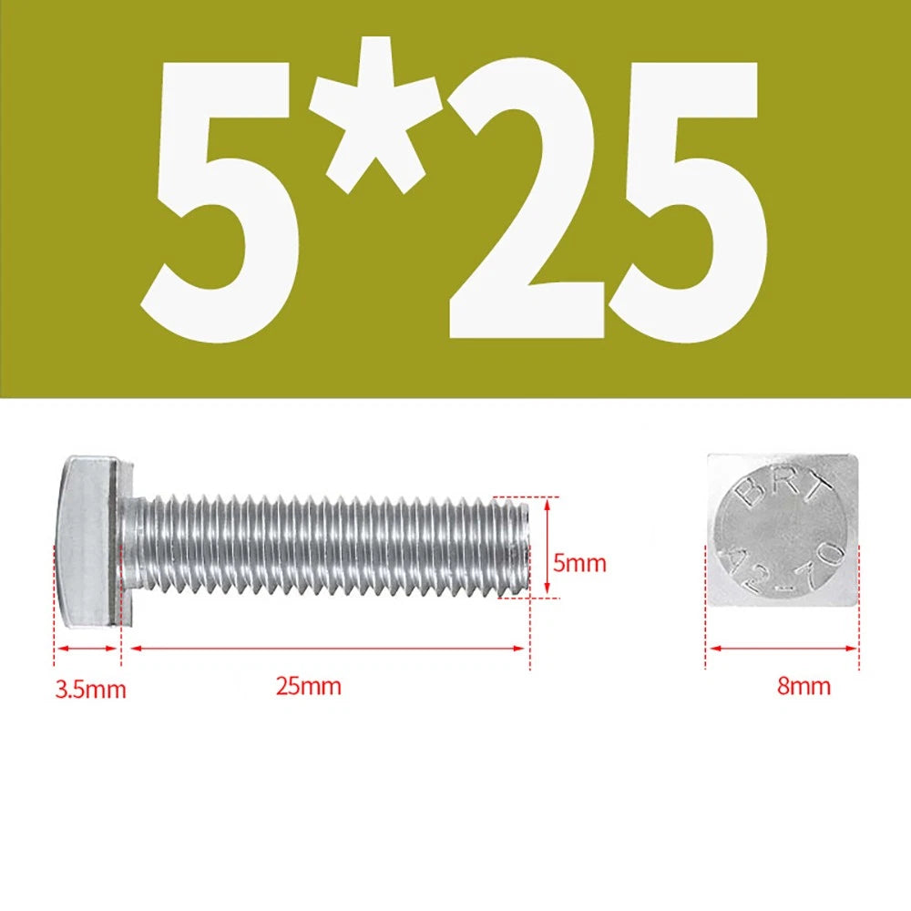 M4 M5 Small Head Square Bolt — 304 Stainless Steel, Multiple Lengths