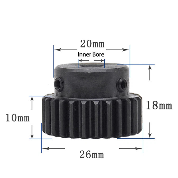 Mod 1 Steel 45# Spur Pinion Gear 10-39 Teeth Motor Gear 4-20mm Bore With Screw
