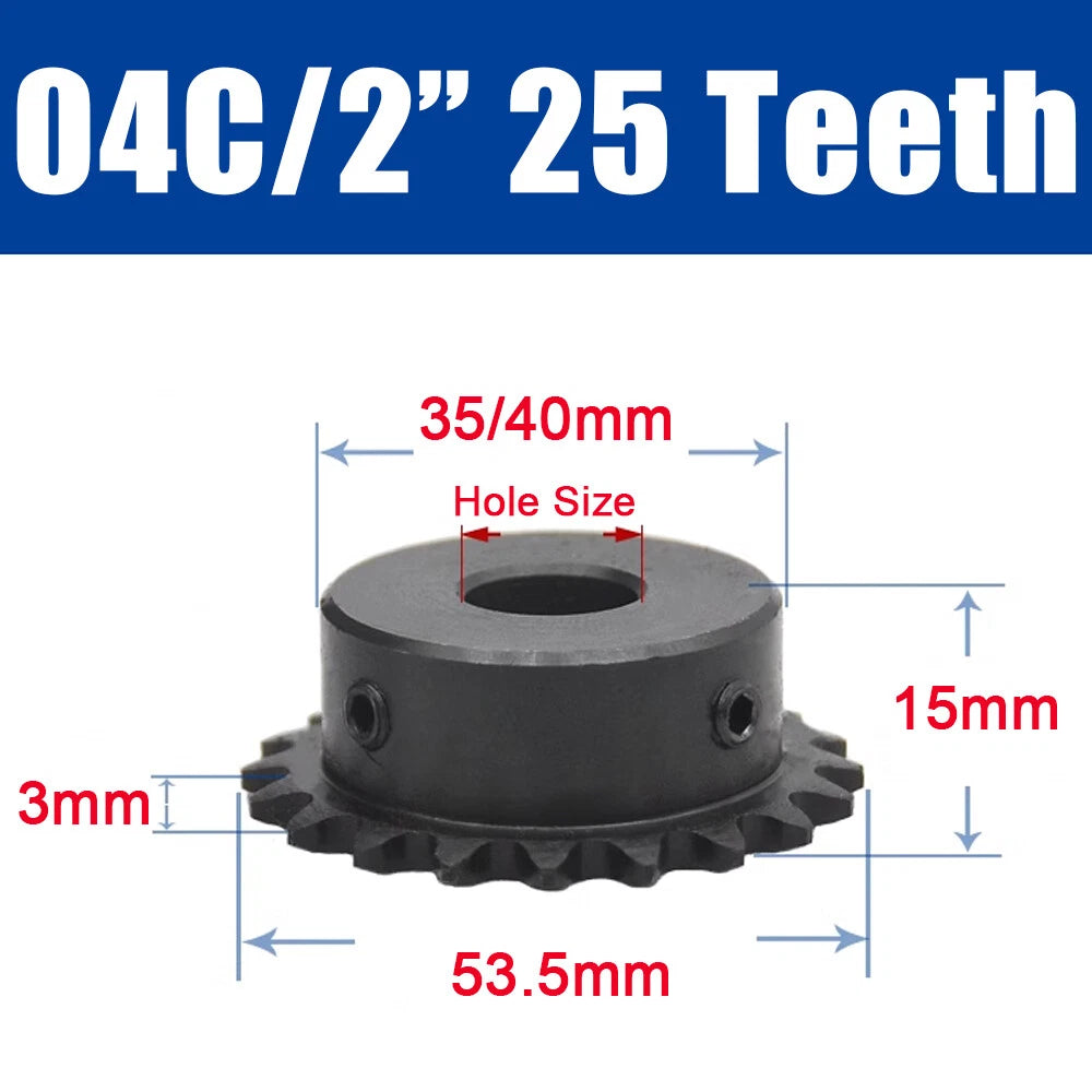 45#Steel Roller Chain Sprocket Wheel 04C Pitch 6.35mm 21~26 Teeth Bore 8~25mm