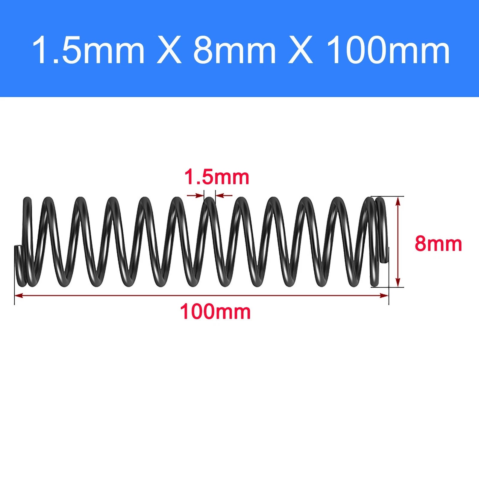 Spring Steel Compression Spring Pressure Coil 1.5mm Wire OD 5-18mm 10-150mm DIY