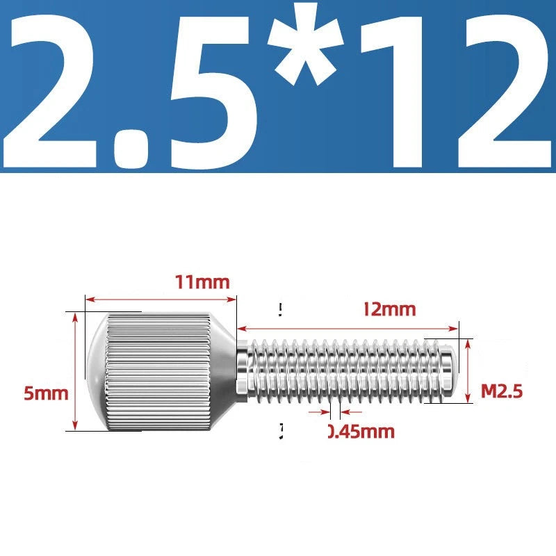 Knurled Thumb Screws – 304 Stainless Steel Small Head Thumbscrew Bolts M2–M8