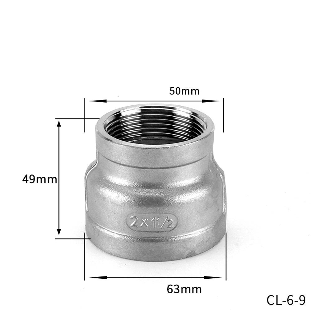 BSP Female Threaded Pipe Reducer Coupling — Stainless Steel A2, 1/2" to 4"