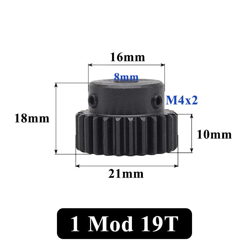 1 Mod 22 Teeth Spur Gear Motor Pinion Gears with Set Screws Black Oxide Steel