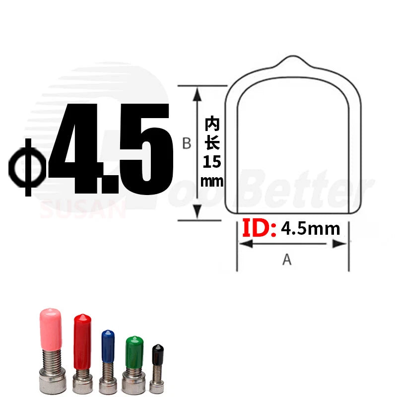 PVC End Caps for Screws, Bolts & Rods – Thread Protector Covers, 1.3–90mm, Black