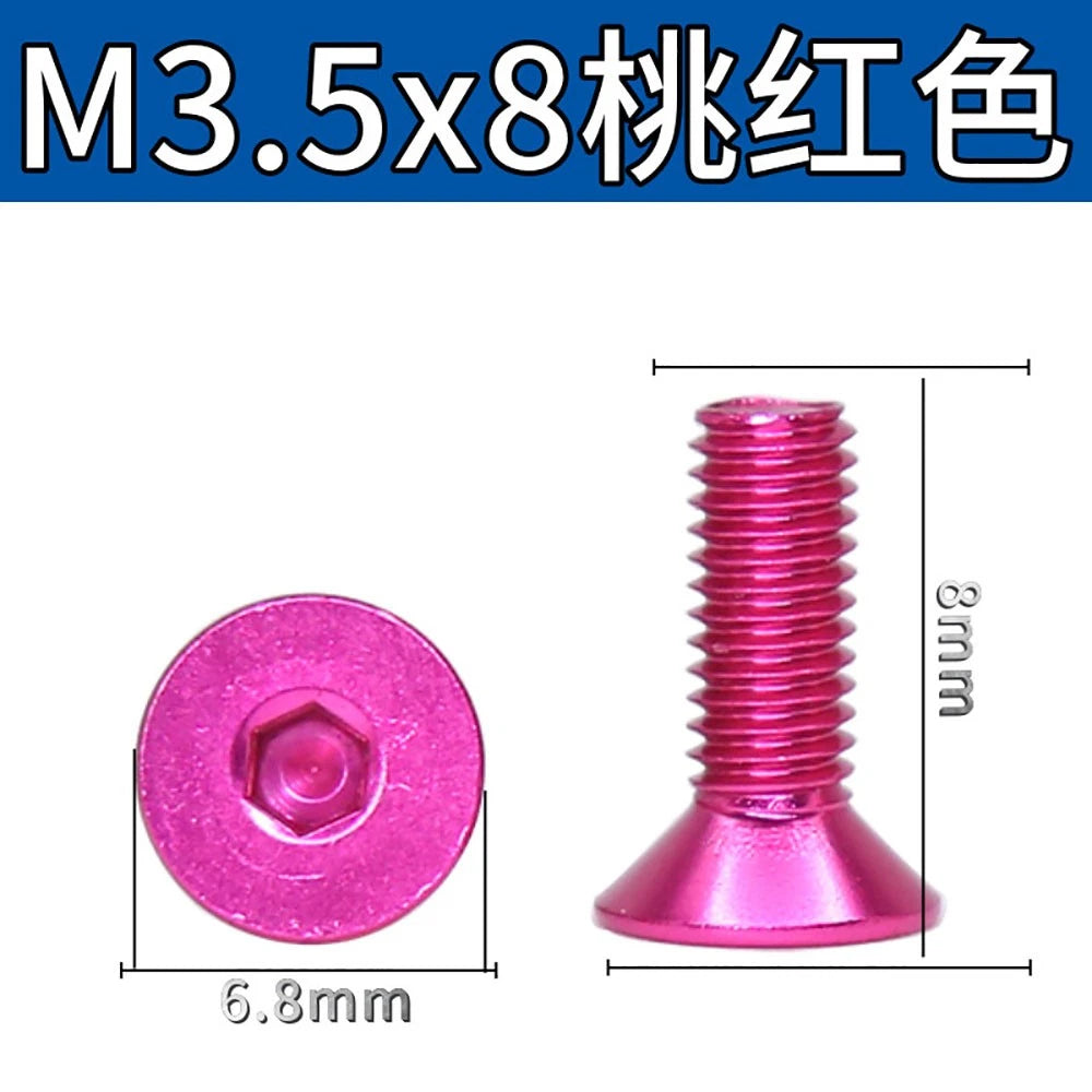 M3.5 / M4 Countersunk Hex Socket Screws — Anodized Aluminum Alloy, 10 Colors