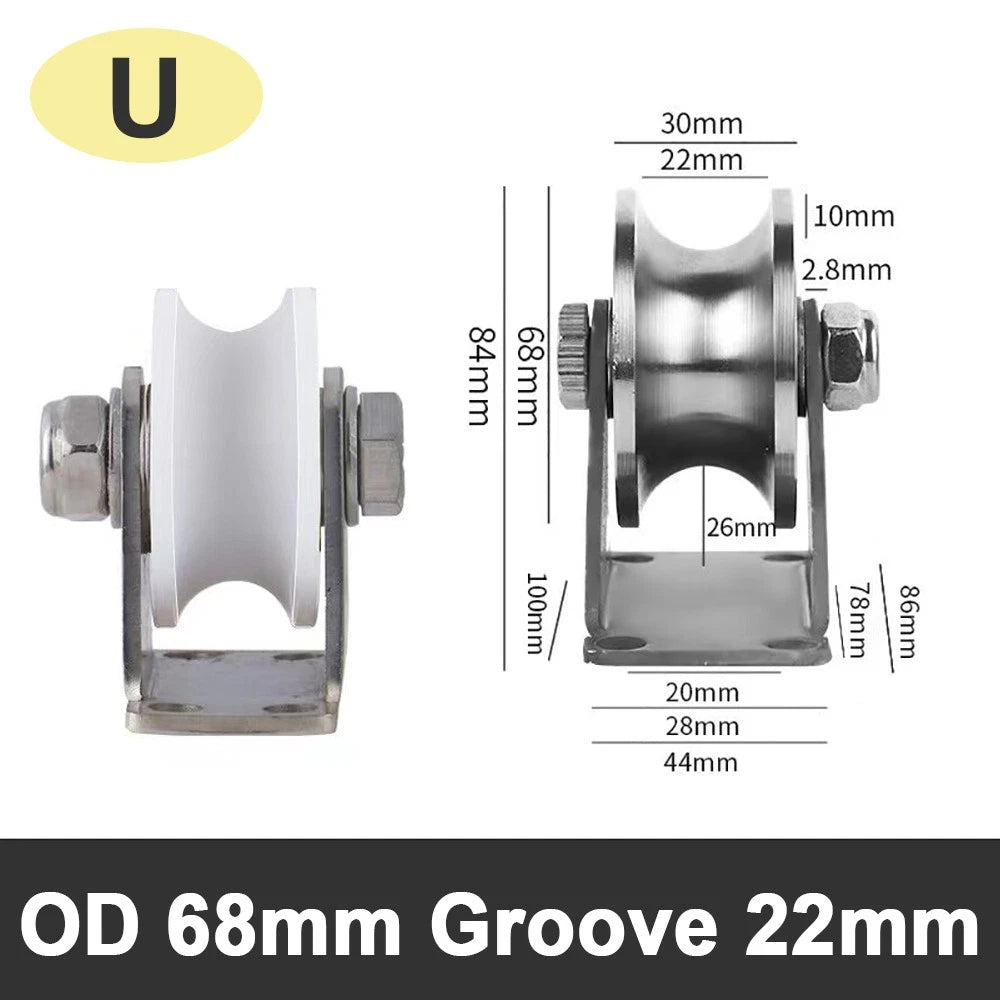 48 58 68 Pulley U V H Groove Shape Roller Wheels Idler Pulley Wheel Crane Roller