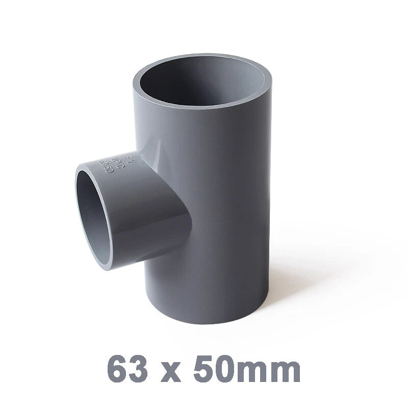 PVC Reducing Tee Pipe & Fittings Solvent Weld Pressure Adapter Connector Grey