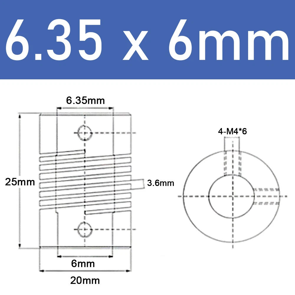 Inner Orifice 5-10mm Flexible Shaft Coupling Rigid Stepper Motor Coupler D20*L25