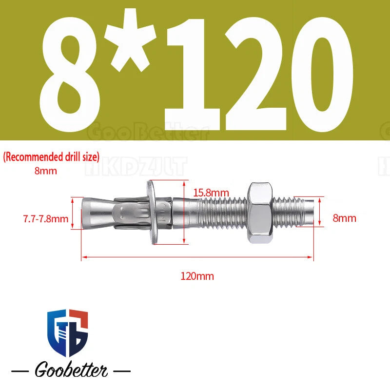 Stainless Steel Through Anchor Bolts — M6 M8 M10 M12 M16 Expansion Bolt