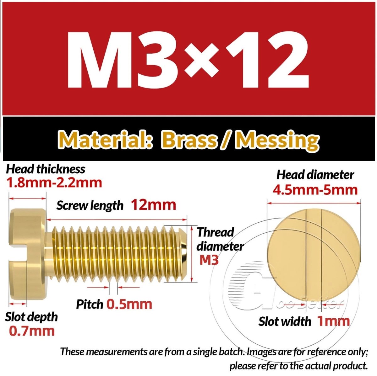 Brass Slotted Pan Head Machine Screws — M2 to M10, Multiple Lengths - HomeDIYer