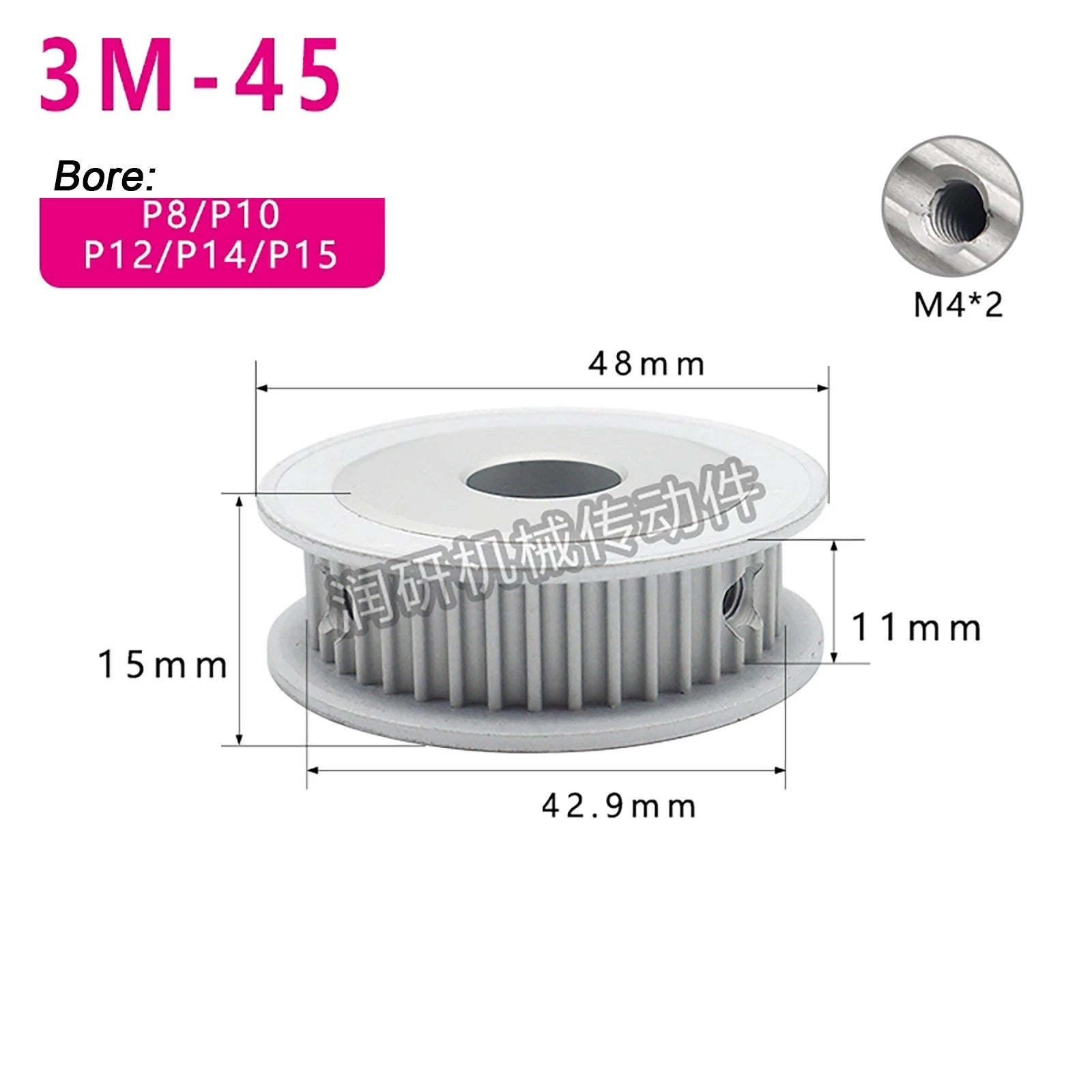 3M HTD Timing Pulley 3mm pitch 11mm Belt Width Smooth Idler Drive Spring Clamp