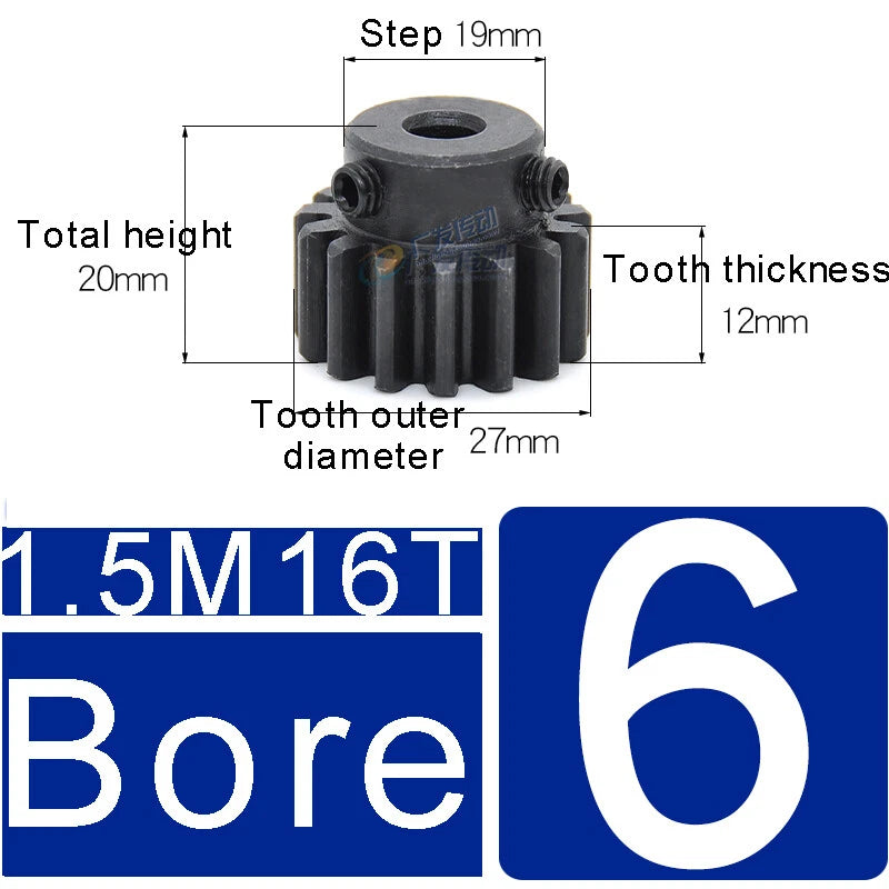 1.5Mod 45# Steel Spur Gears 10-150T Pinion Gear With Step Motor Gear Bore 5-25mm
