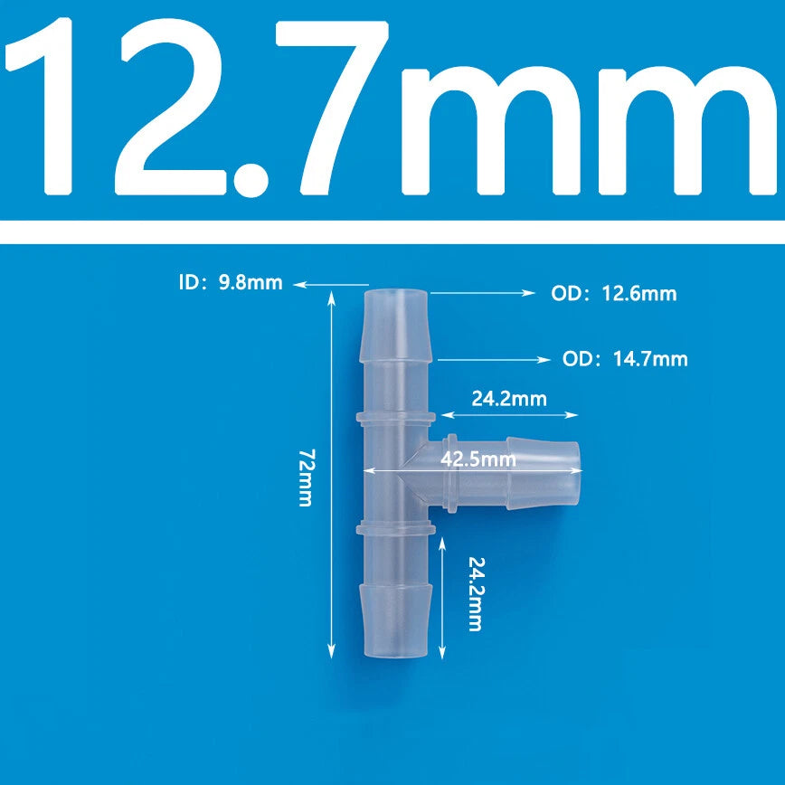 T-Type Three Way Plastic Barbed Hose Connector — Equal Tube Joiner Fitting