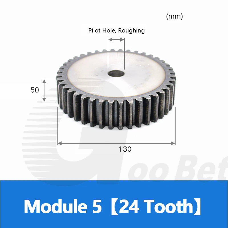 Module 5 Spur Gear C45 Steel 12 to 40 Tooth Motor Pinion Cogwheel Hardened Flat