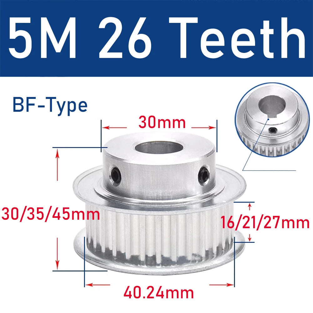 5M 20~26 Teeth Synchronous Wheel Timing Belt Pulley for 15/20/26mm Belt Width