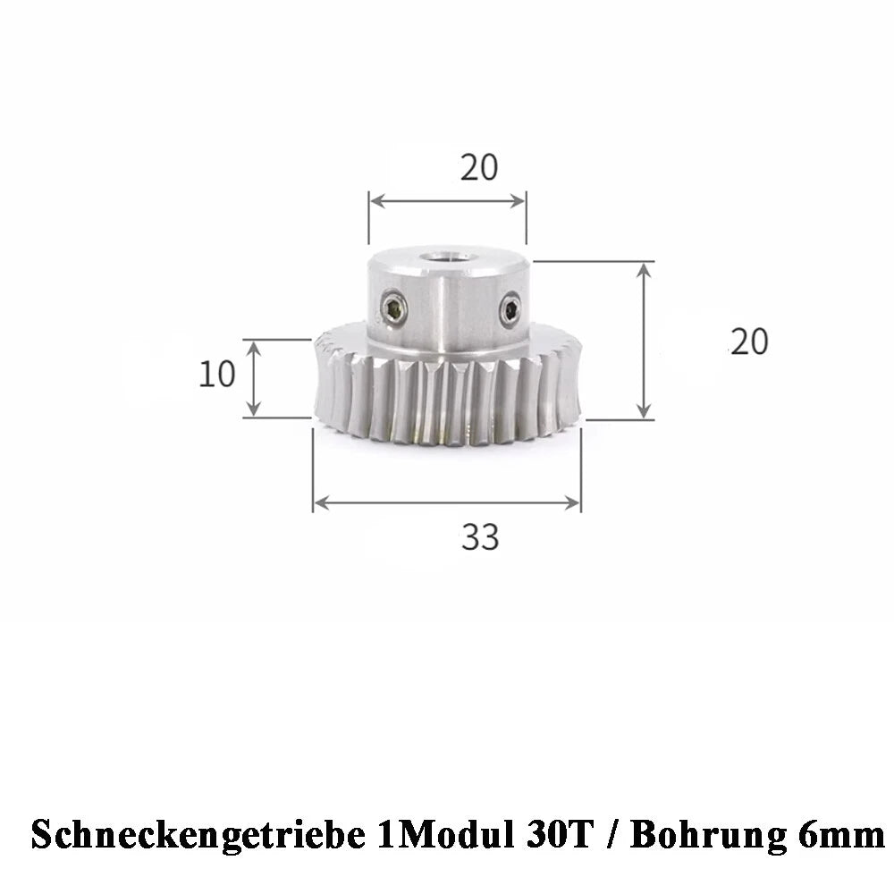 Stainless Steel A2 Module 1 Worm Shaft Worm Gear Wheel 15 to 60 Tooth Precision