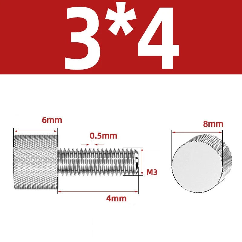 Knurled Thumb Screws A2 Stainless Steel — Flat Head Thumbscrew Bolts M2 M2.5 M3 M4 M5 M6 M8