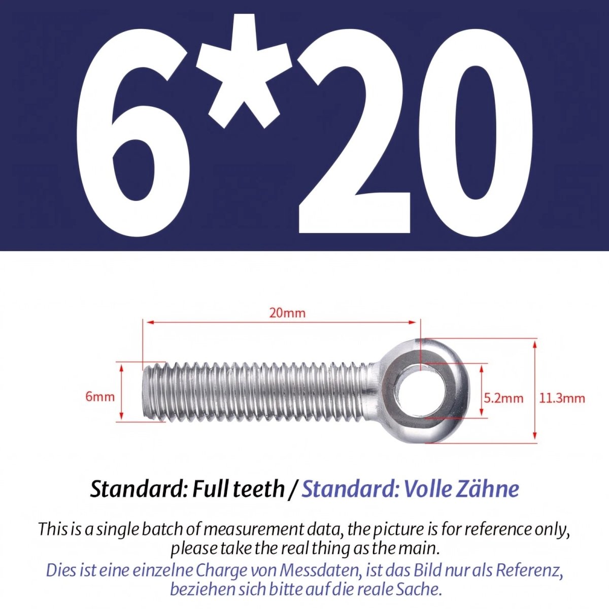 M5 M6 Stainless Steel Eye Bolts — A2 304 Threaded Ring Eyelet Screws for Catenary Wire & Hanging - HomeDIYer
