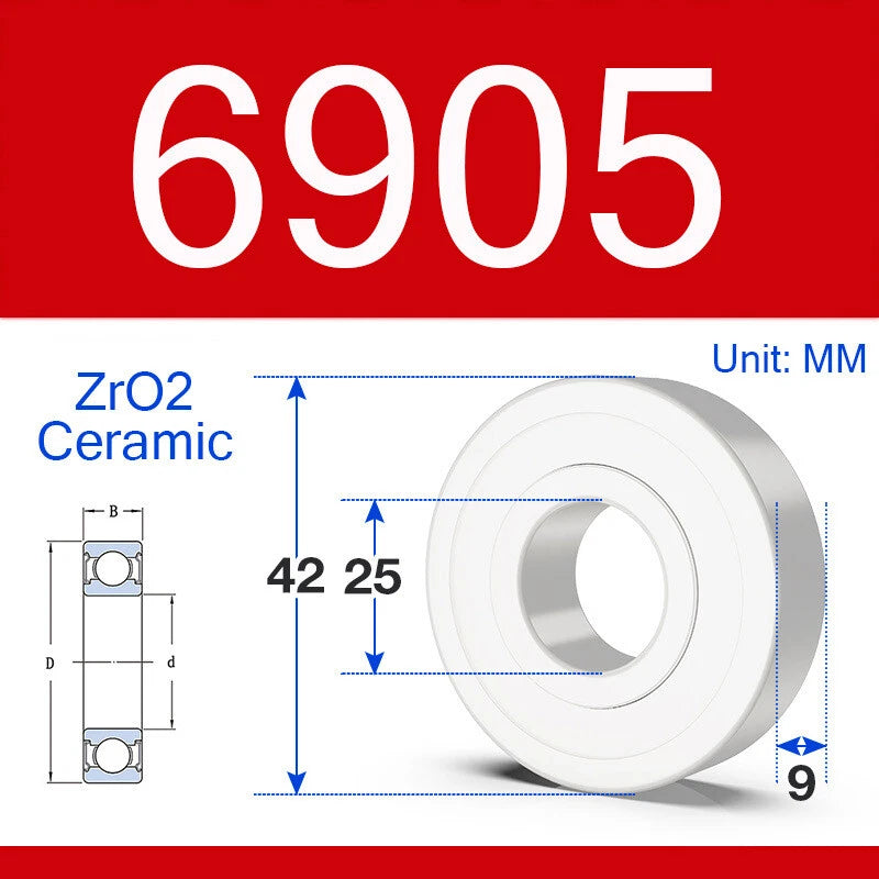ZrO2 Ceramic Deep Groove Ball Bearing Double Shield 2RS Zirconia Roller Bearings