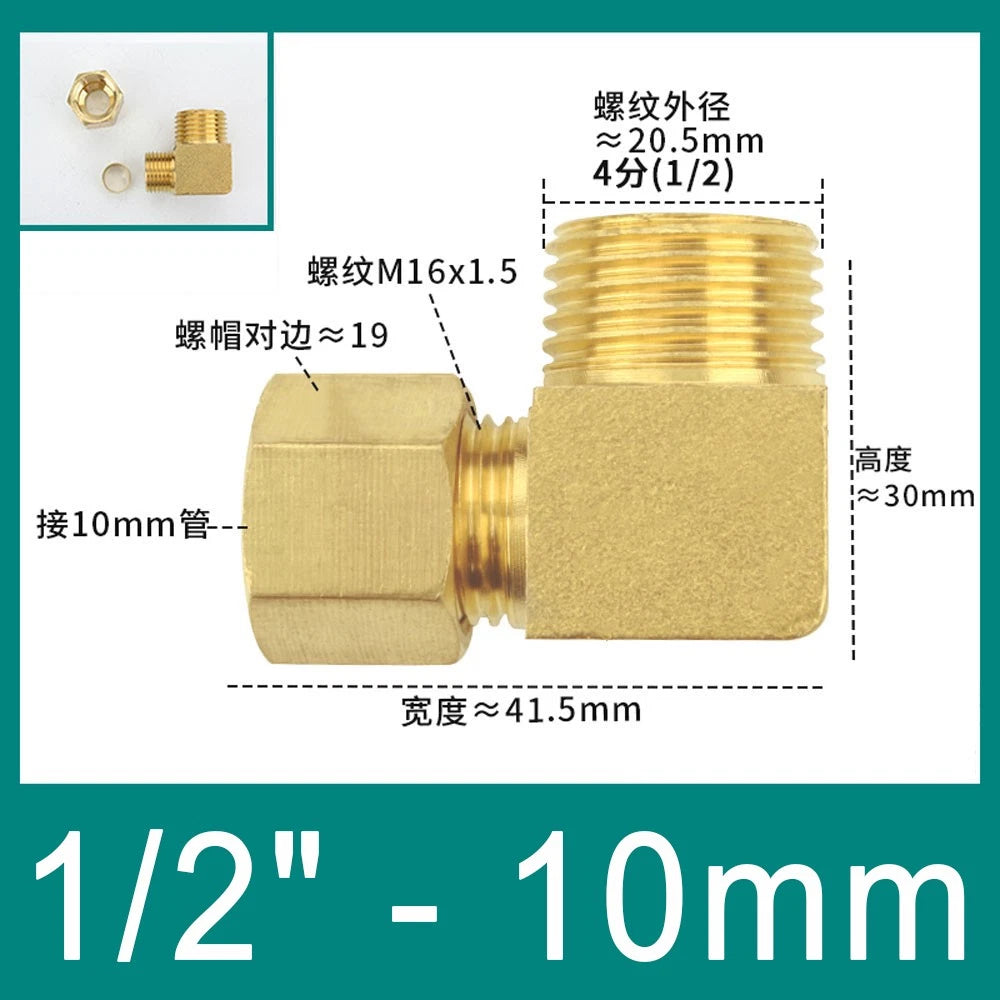 Brass Compression 90° Elbow Fittings for 6–12mm Copper Tube | Ferrule Connector