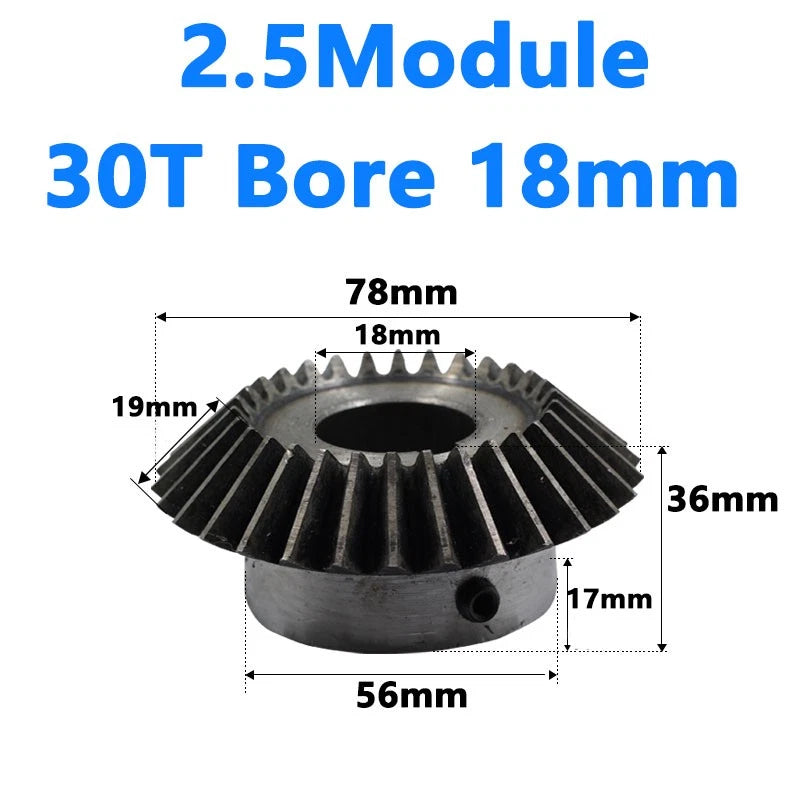 Bevel Gear 2.5 Module Ratio 1:1 Teeth 25 30 Bore Dia 12mm 14mm 15mm 16mm - 35mm