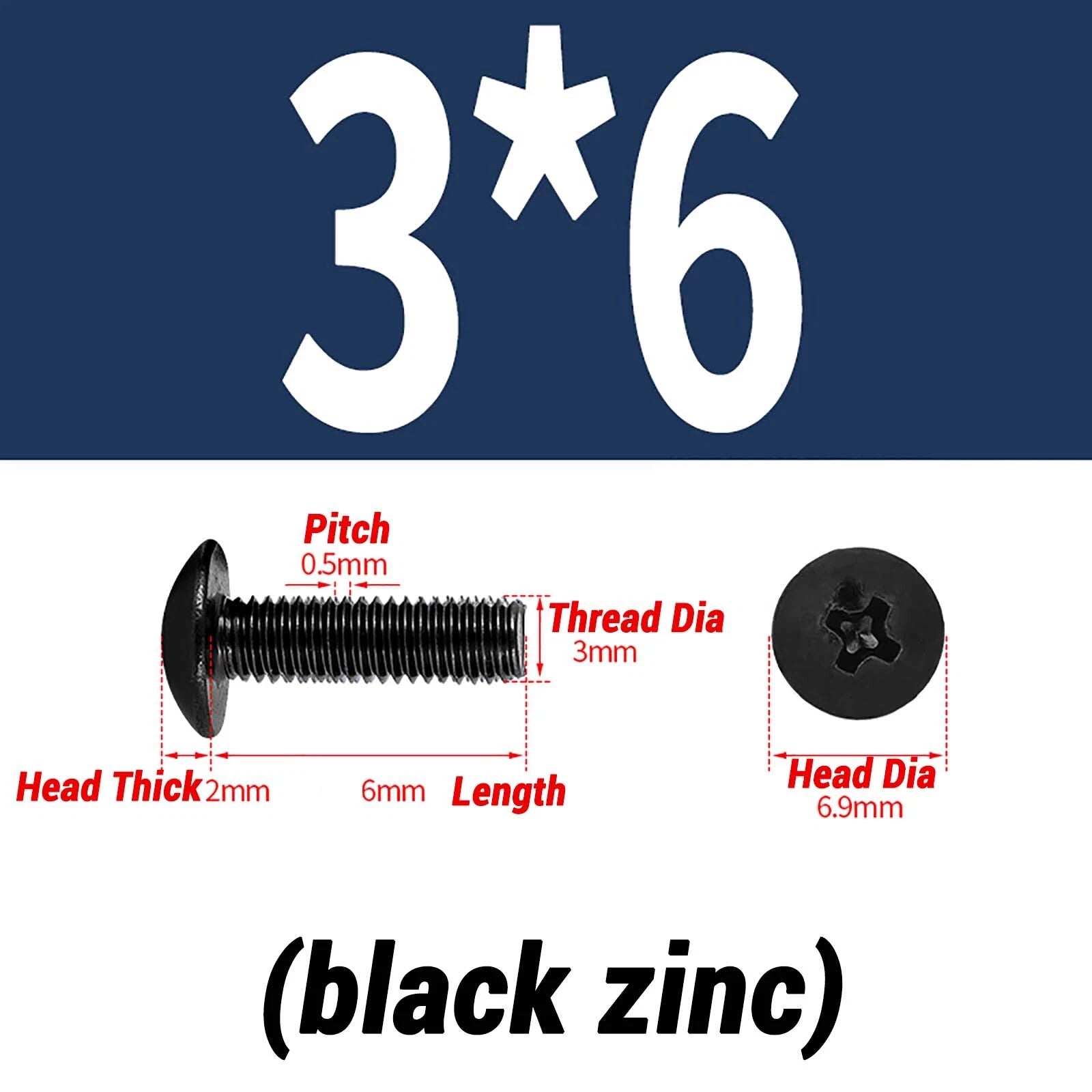 M2–M6 Pan Head Self‑Tapping Sheet Metal Screws – Black Oxide Carbon Steel