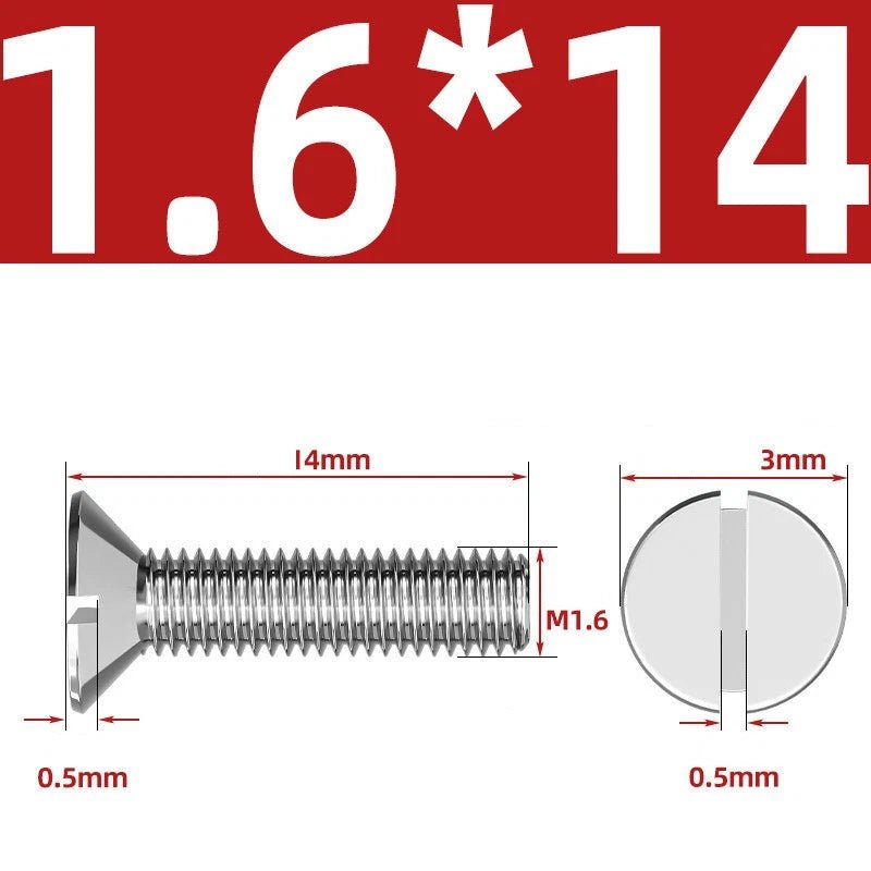 A2 Stainless Steel Slotted Countersunk Machine Screws — M1.6 to M10, Flat Head CSK Bolts - HomeDIYer
