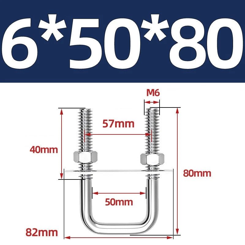 M6 U - Bolt with Plate and Nuts – Stainless Steel 304 (A2) for Trailer & Pipe Clamp - HomeDIYer