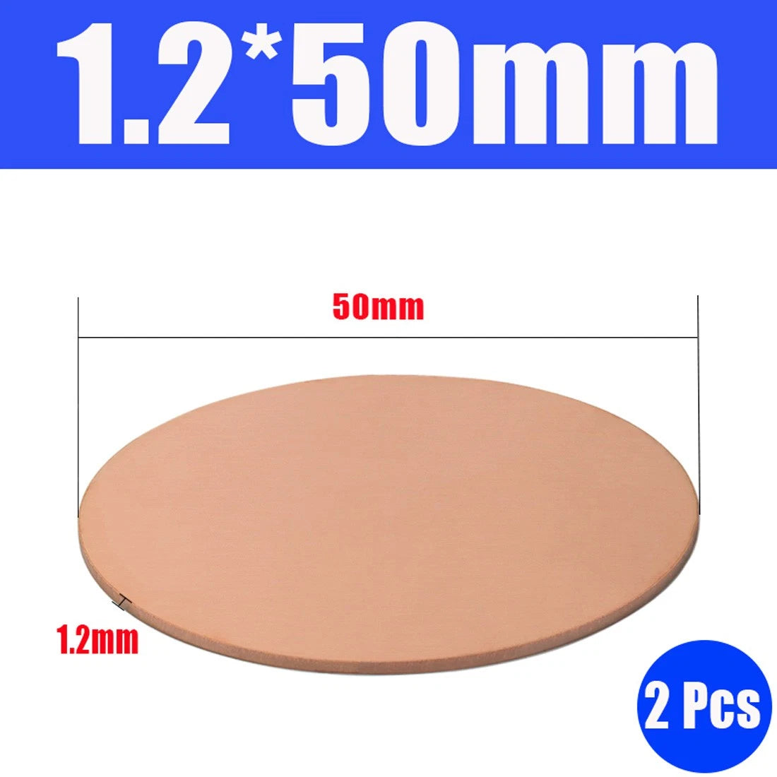 Thick 0.5-1.5mm Solid 99% Pure Copper Blanks Discs Ø 10-300mm Round Plate Metal