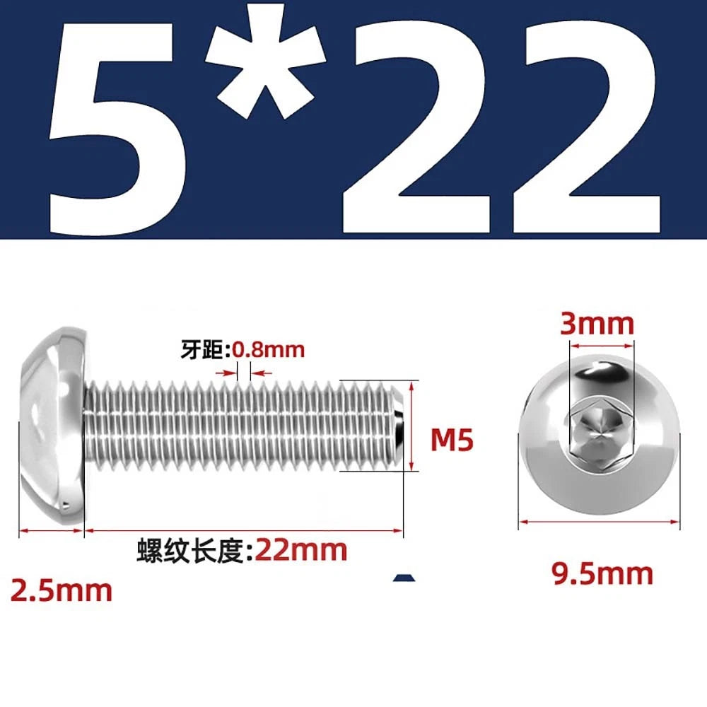 M1.6–M5 A2 Stainless Steel Button Head Socket Cap Screws – Round Pan Head, Hex Drive, Fully Threaded