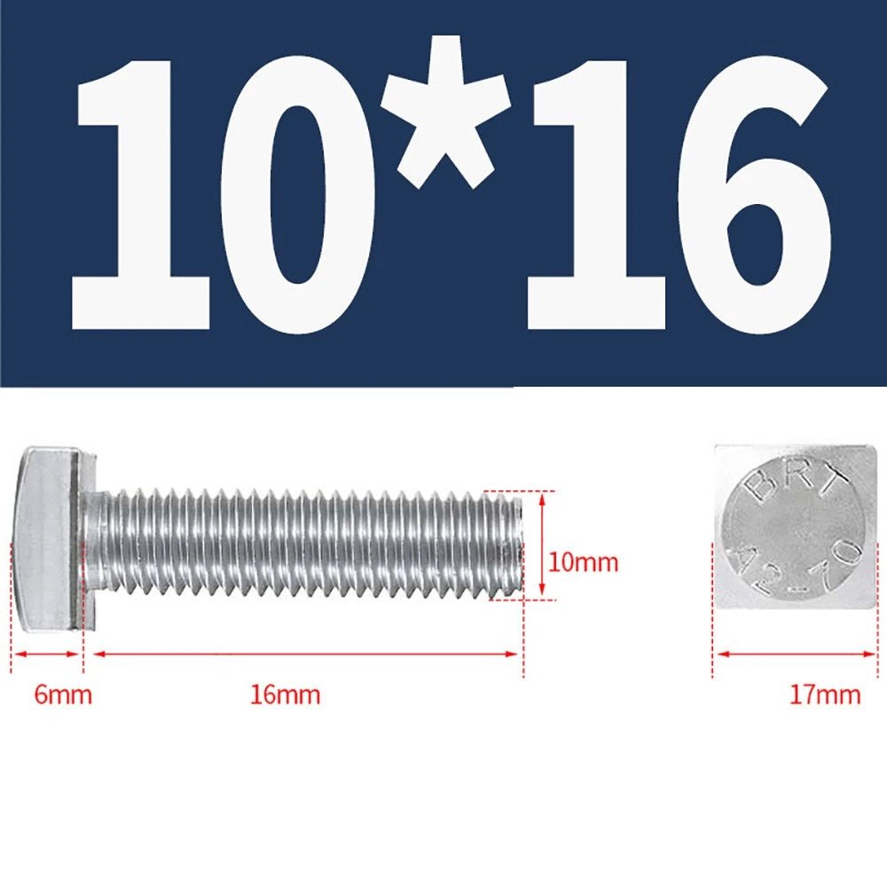 M8 M10 M12 Square Head Bolts Full Threaded 304 Stainless Steel 12–100mm - HomeDIYer