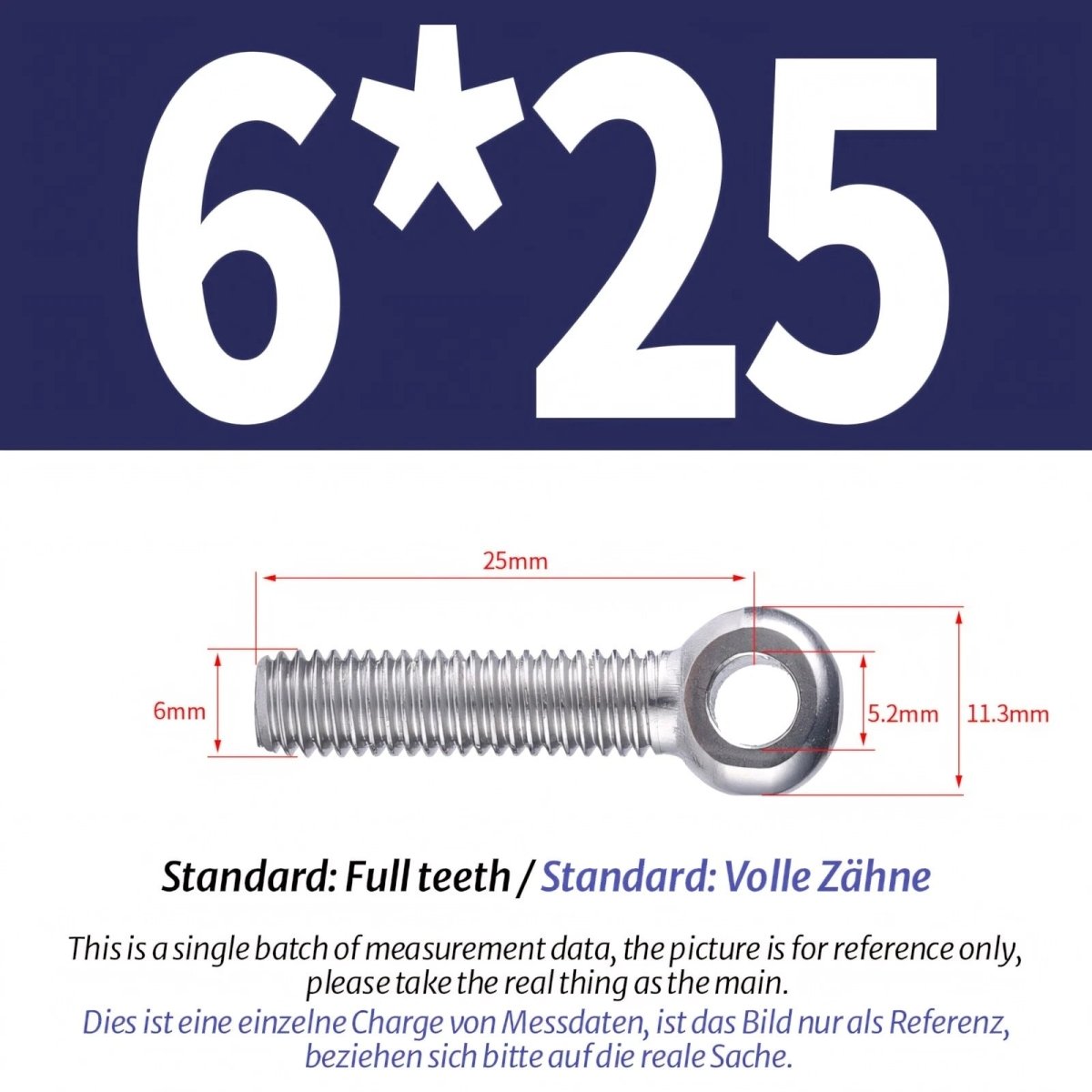 M5 M6 Stainless Steel Eye Bolts — A2 304 Threaded Ring Eyelet Screws for Catenary Wire & Hanging - HomeDIYer