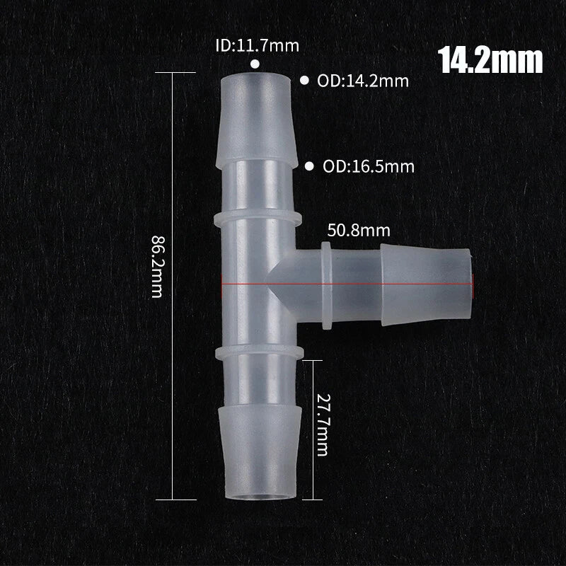 Plastic Connector Barbed Pipe Hose T Piece Joiner Tubing Air Fuel Water 3 Way