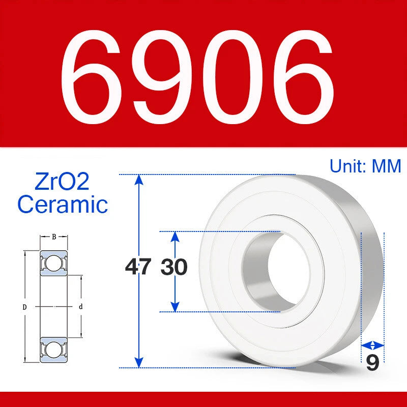 ZrO2 Ceramic Deep Groove Ball Bearing Double Shield 2RS Zirconia Roller Bearings