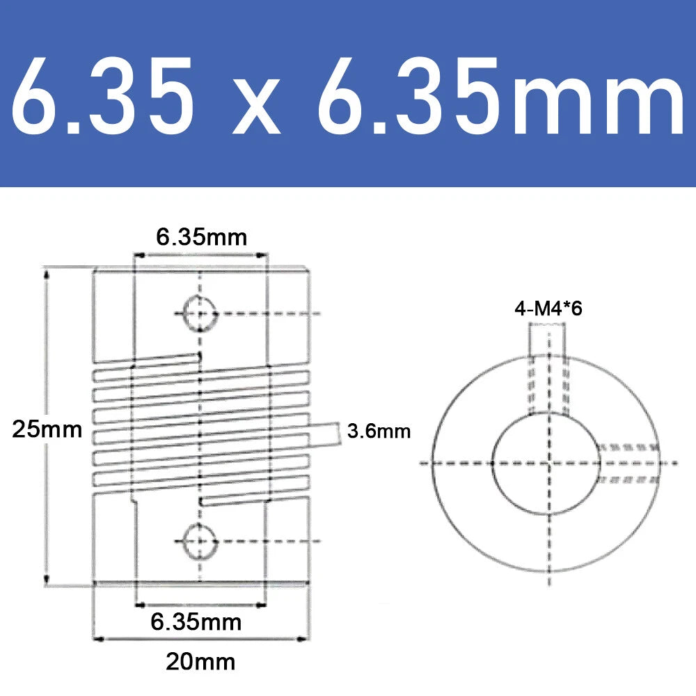 Inner Orifice 5-10mm Flexible Shaft Coupling Rigid Stepper Motor Coupler D20*L25