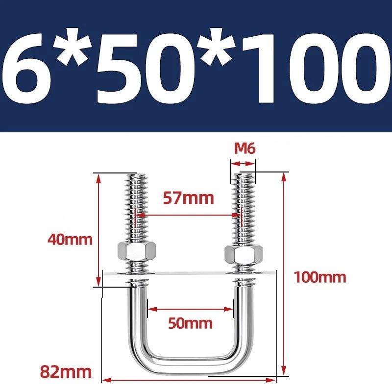 M6 U - Bolt with Plate and Nuts – Stainless Steel 304 (A2) for Trailer & Pipe Clamp - HomeDIYer