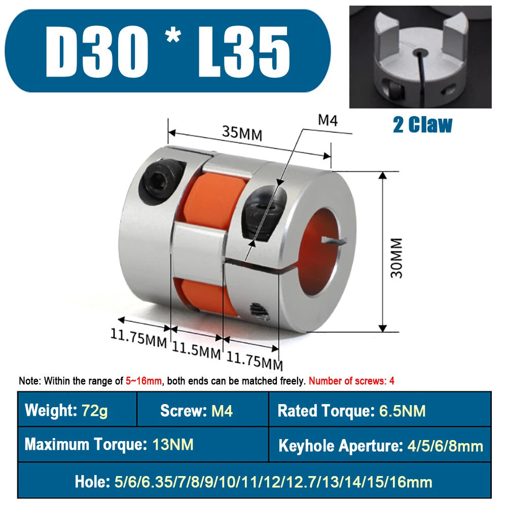 Flexible Plum Coupling Shaft Coupler D30 * L35/L40 CNC Stepper Motor 3D Printer