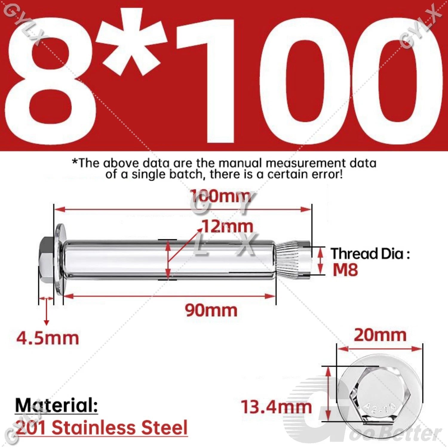 M6-M12 Stainless Steel Expansion Anchor Bolts for Concrete & Masonry