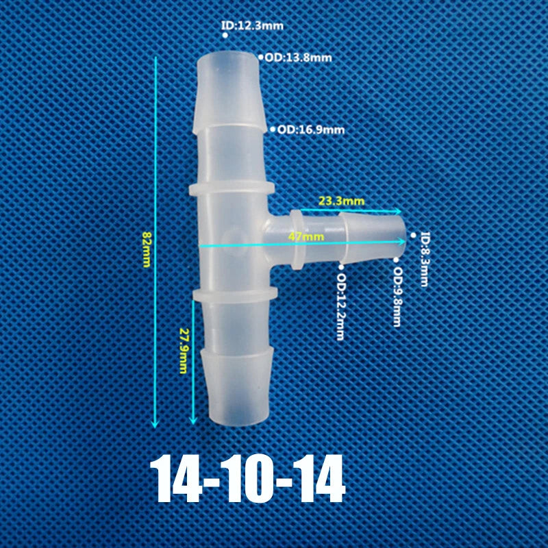 Plastic Tee Reducer Connector Barbed Pipe Hose Joiner Tube 3 Way Air Fuel Water
