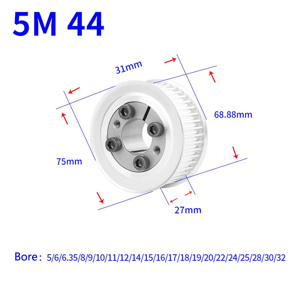 HTD-5M 18T-45T Timing Belt Pulley With Expansion/Tension Sleeve Teeth Width 27mm